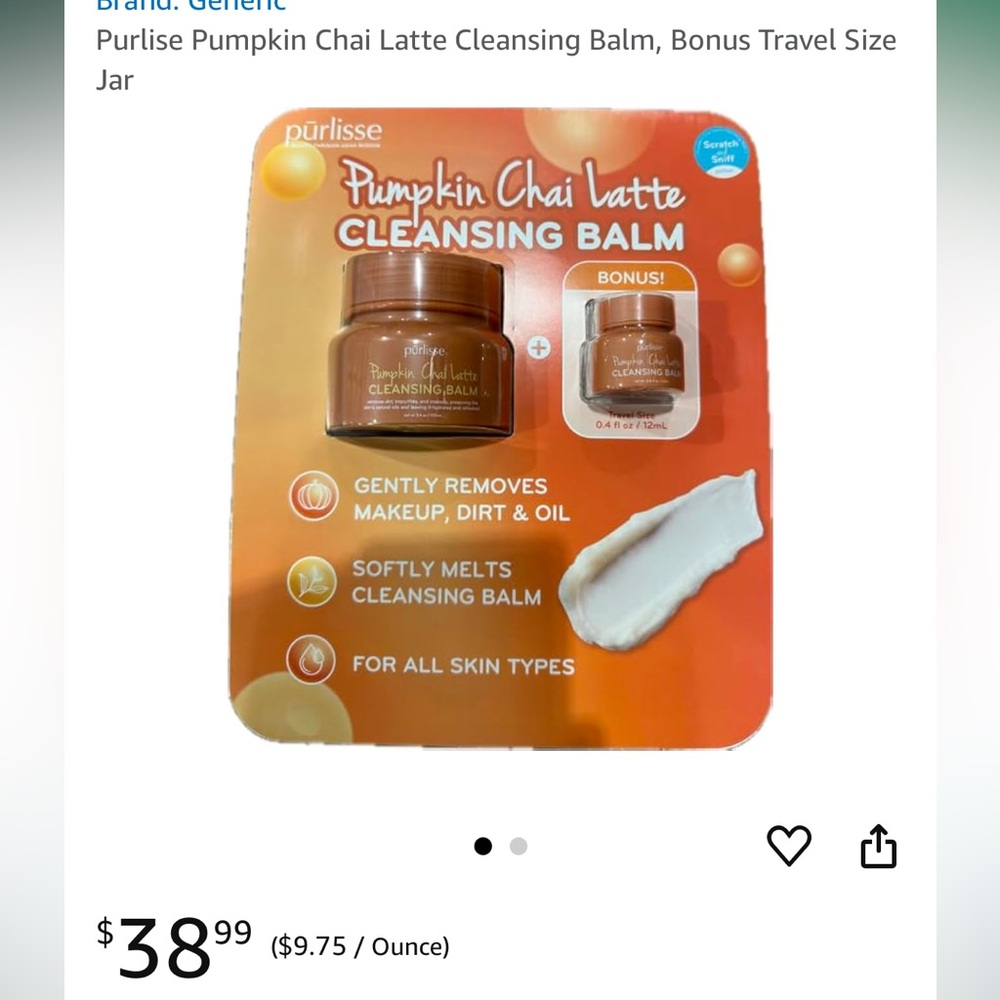 Brand new in package. Pumpkin chai cleansing balm
